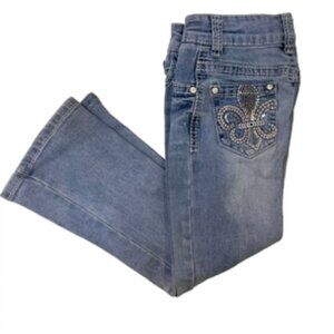 Rodeo Girls girls children light denim bootcut jeans S 5 beaded back pockets